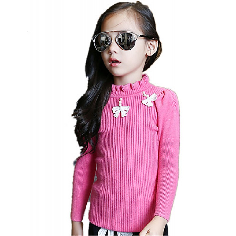 Girl's Wild Solid Beading Bow Knitwear B...